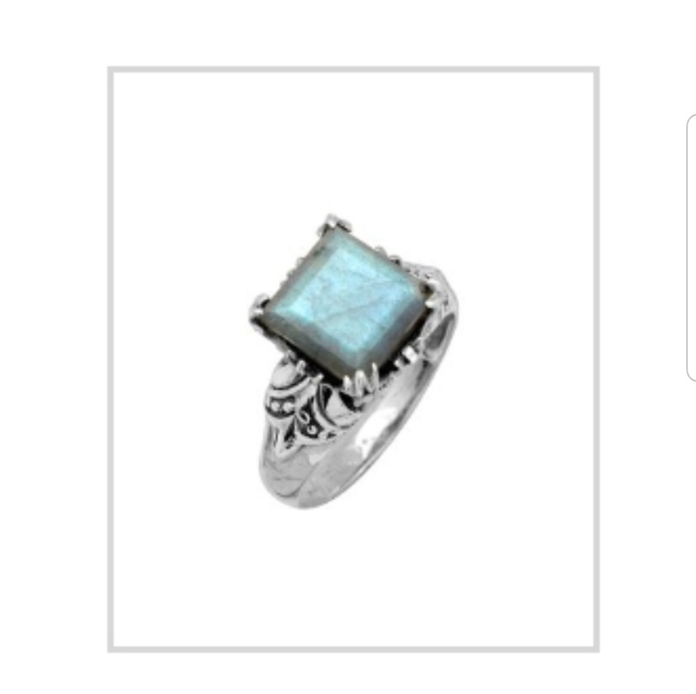 Labradorite &Sterling silver Princess cut ring .